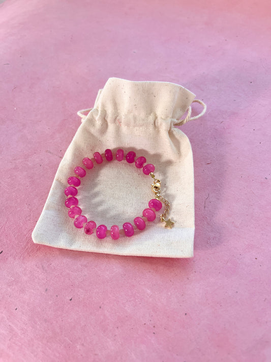 Bracelet en perles roses