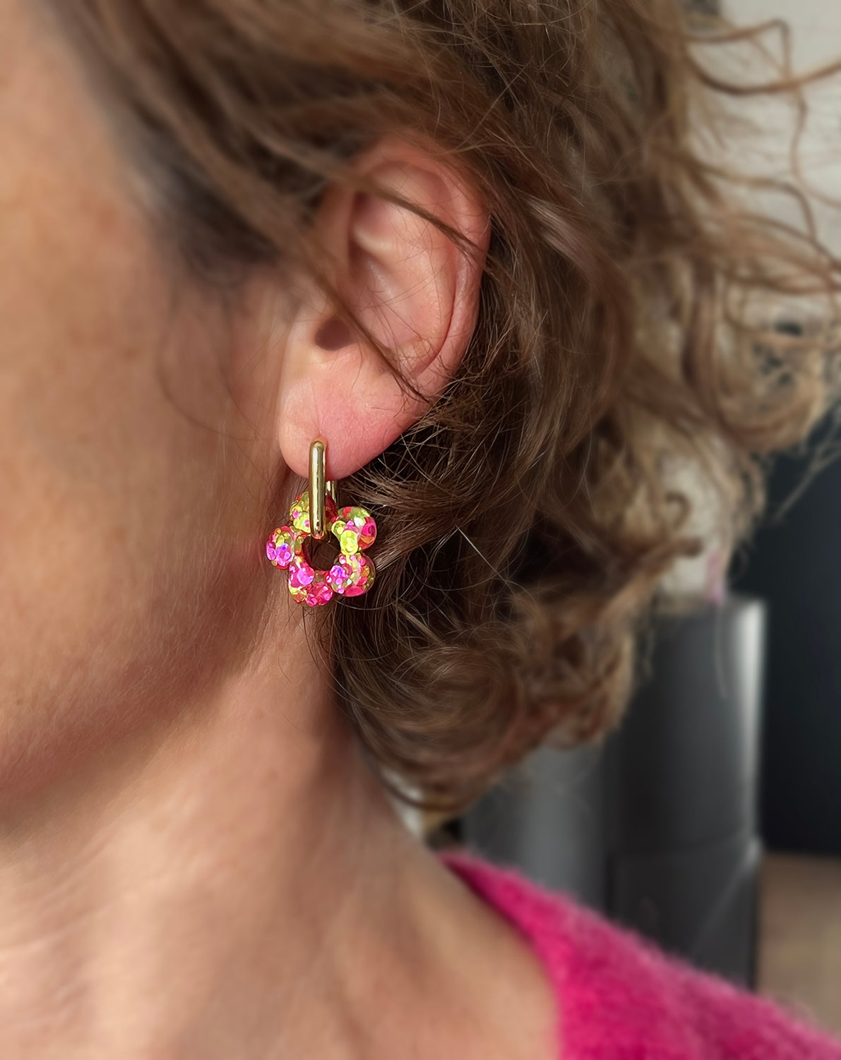 Boucles d’oreilles citron et rose