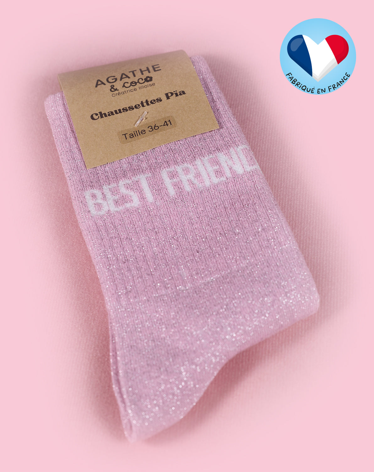 Chaussettes paillettes 'Best friend'