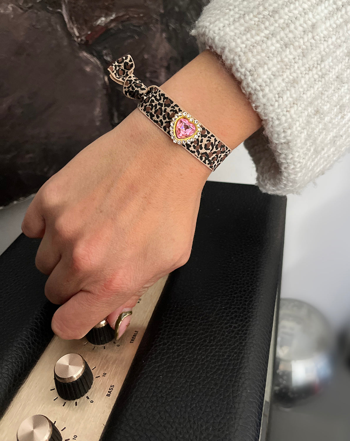 Bracelet léopard strass coeur