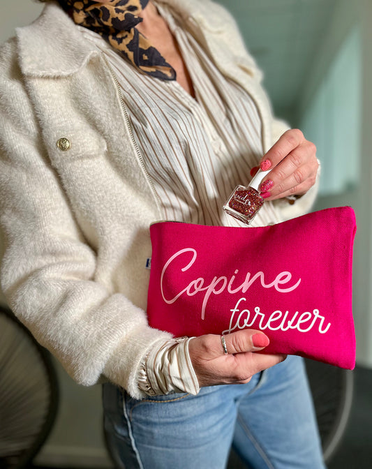 Pochette zippée fuschia 'Copine forever'