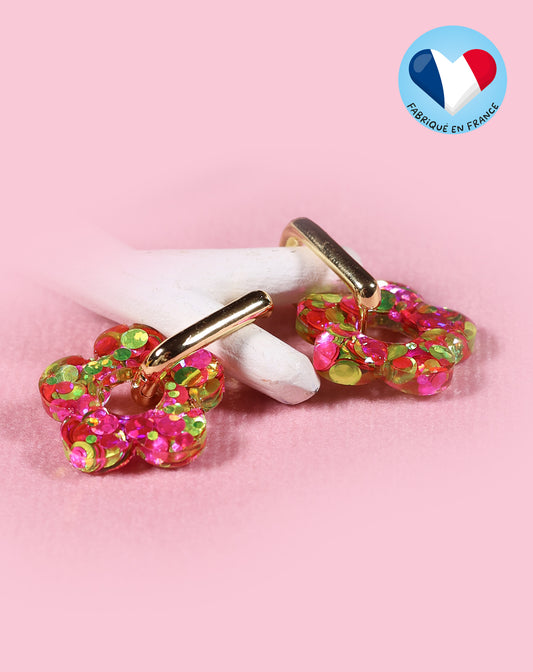Boucles d’oreilles citron et rose