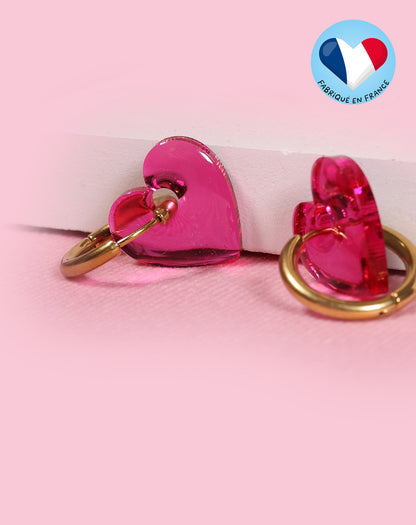 Boucles d'oreilles miroir cœur rose