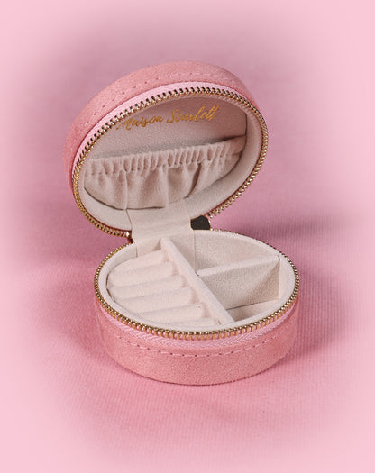 Boîte à bijoux de voyage velours rose