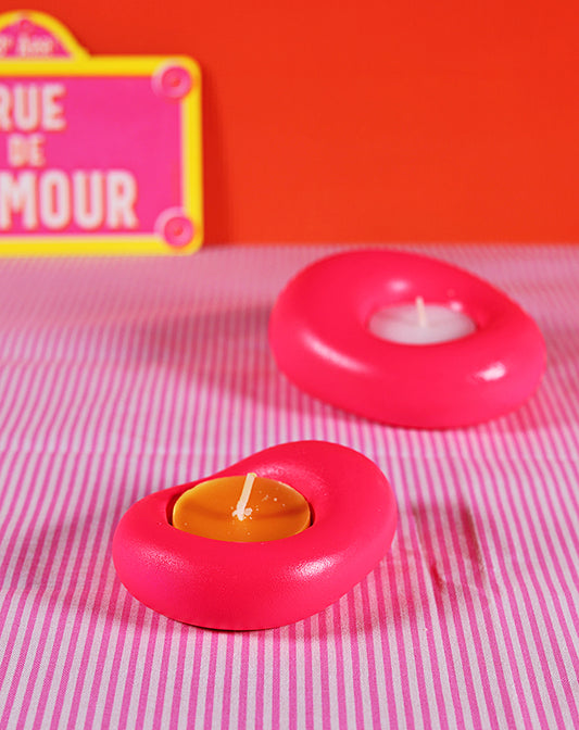 Bougeoirs rose fluo