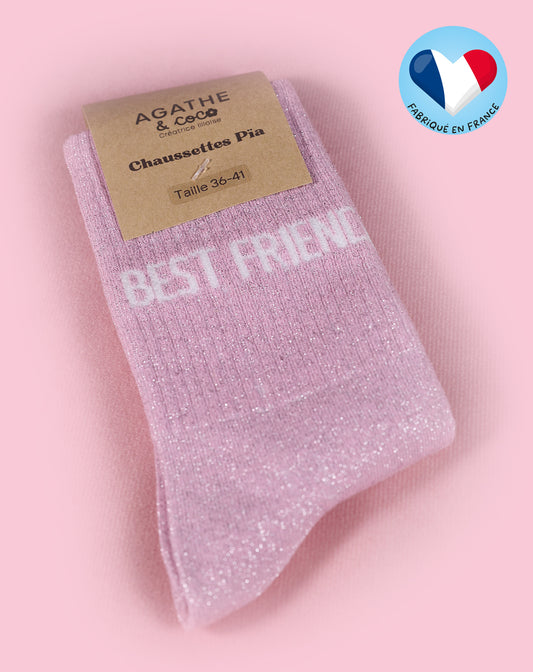 Chaussettes paillettes 'Best friend'