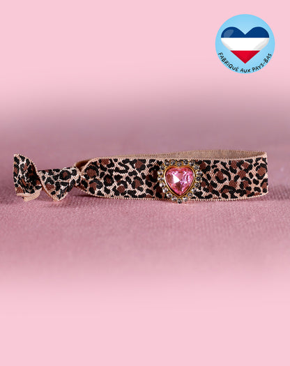 Bracelet léopard strass coeur