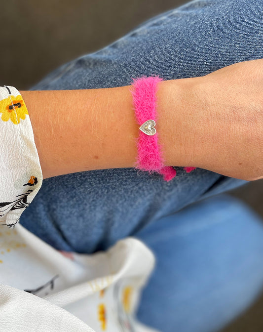 Bracelet moelleux rose & argent