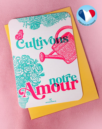Carte Cultivons notre amour avec enveloppe