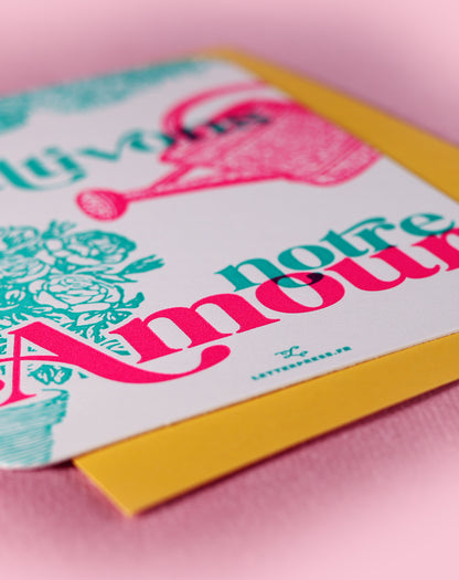 Carte Cultivons notre amour avec enveloppe