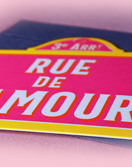 Carte ‘plaque Rue de l'Amour’ avec enveloppe