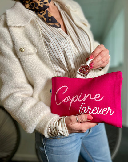 Pochette zippée fuschia 'Copine forever'