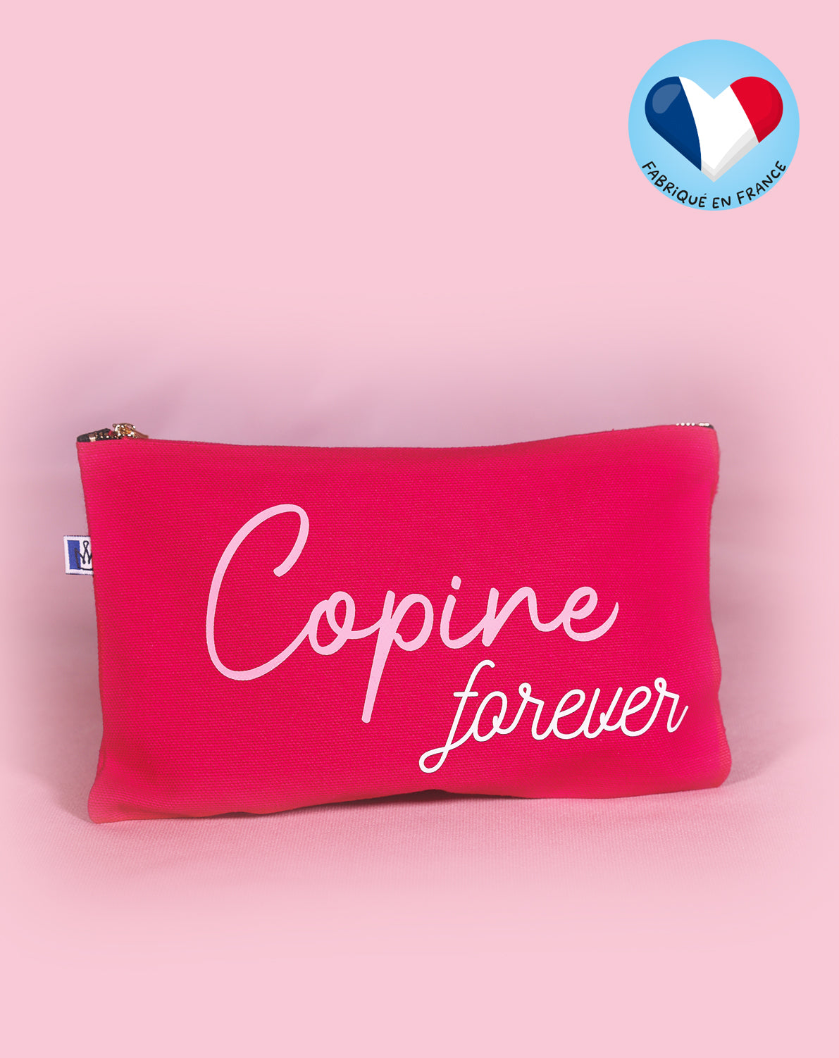 Pochette zippée fuschia 'Copine forever'